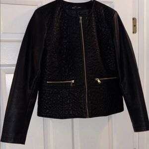 Baccini Black Quilted Leather Jacket